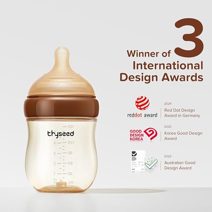 Thyseed PPSU Natural Anti-Colic Baby Bottles | Newborn Breast Like Nursing Bottle for Breastfed Babies with Nipple(3-7 Months),8oz,1pack