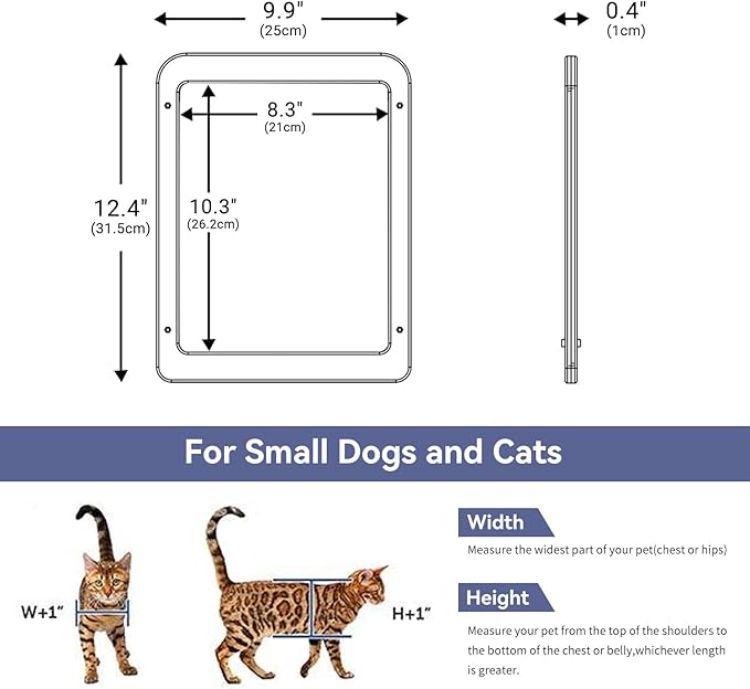 NAMSAN Cat Screen Door, Flap Opening 8.3 x 10.3 inches, Doggie Door for Screen Door, Window Cat Door Magnetic Self-Closing, Cat Door for Sliding Door, Lockable, White