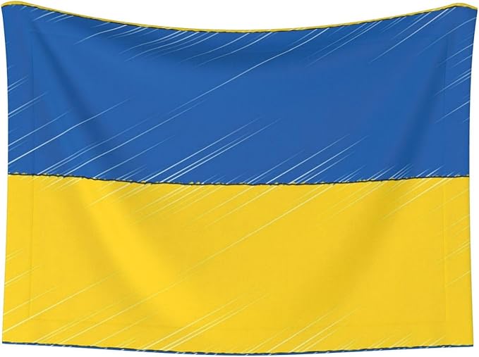 Double Sided Pet Throw for Dogs Who Shed, Abstract Ukraine Flag, Reversible Blanket with Nubby Dot Side Catches Loose Fur for Easier Furniture Cleanup