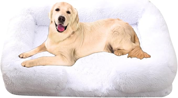 Dog Beds Large Sized dog Orthopedic, Sofa Dog Bed with Waterproof Lining and Nonskid Bottom, Rectangle Washable Dog Bed for Medium Small Dogs and Cats Comfortable ( Color : White , Size : 17 x 15" )