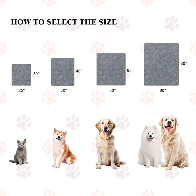 Waterproof Dog Blanket, 60" x 40" Washable Sherpa Fleece Cat Blanket,Pet Puppy Blanket Sofa Bed Furniture Protector,Reversible Soft Plush Blanket for Medium Large Dog (65" x 57")