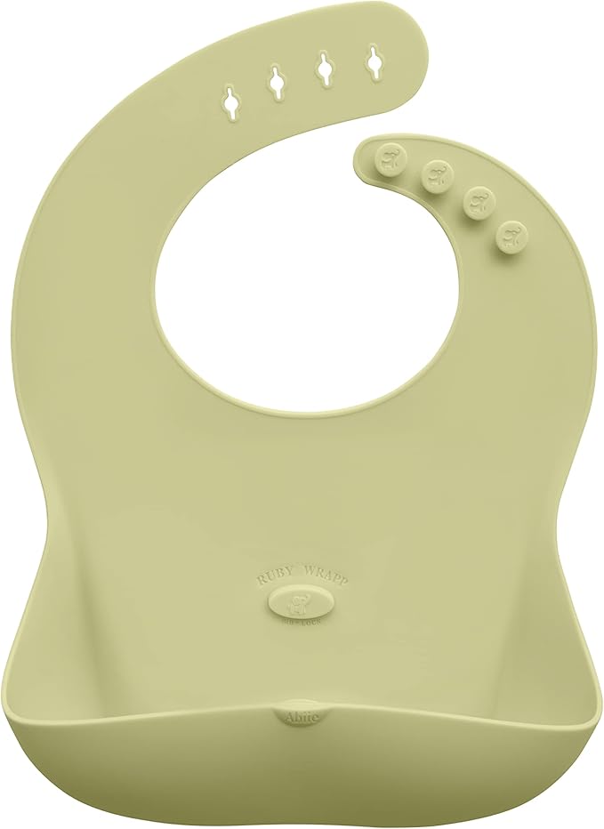 Abiie Ruby Wrapp Silicone Bibs for Babies with Front Pocket - Waterproof Bib - Stain Resistant - Silicone Toddler Bibs