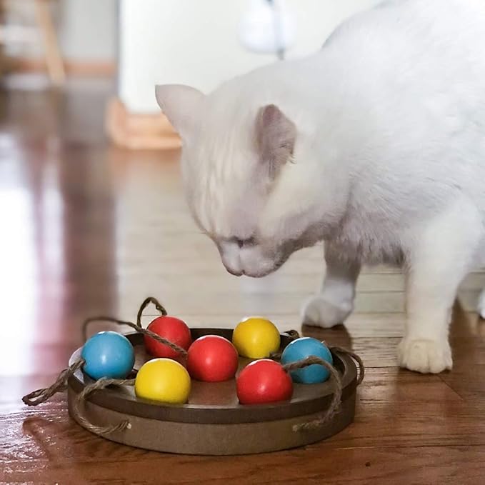 Flipo New Interactive Cat Toy Puzzle Board - Cat Toys for Indoor Cats, Cat Activity Center Treat and Cat Food Feeder… (Bat-A-Ball)