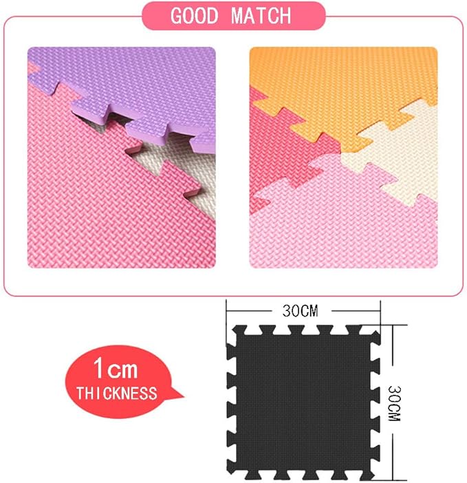 MQIAOHAM® 18 Pieces Puzzle Play Mats, Soft Baby Play Mat, Kids Interlocking Foam Floor Tiles, Toddlers Carpet Playmats G301018-101104108
