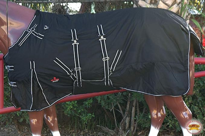 HILASON Black 76 in 1200D Winter Waterproof Poly Horse Turnout Blanket Belly Wrap