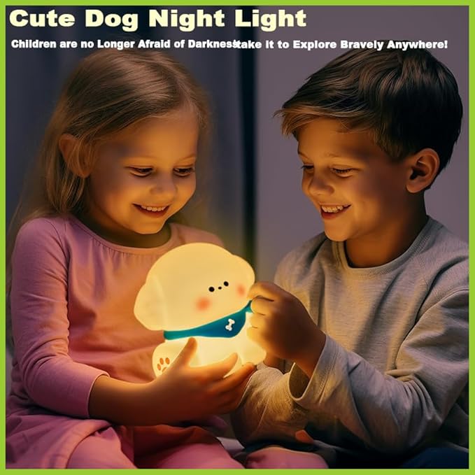 DREAMING MY DREAM Puppy Night Light for Kids Lamp,Soft Silicone Nursery Light for Baby Room and Toddler Toy,Portable Dimmable Rechargeable Animal Lights for Girls and Boys
