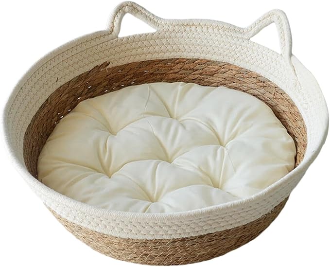 Cat Bed Basket Dog Bed Breathable Winter Summer Durable Washable Round Furniture Protection Pet Scratching Sleeping Bed, Large