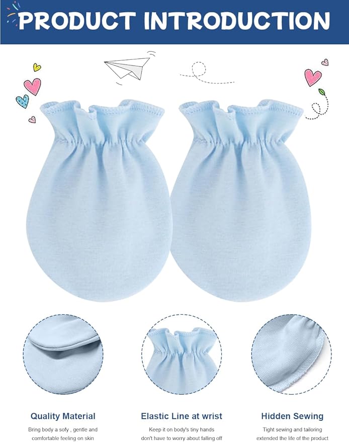 Cute Baby Mittens Newborn, No Scratch Baby Boy Mittens, Baby Girl Hat Gloves for Toddlers, Infant, Newborn