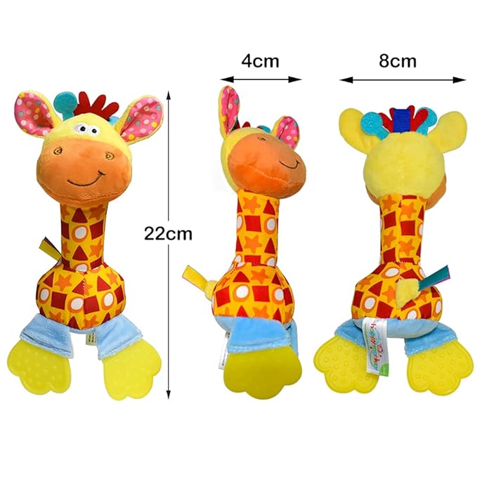HUADADA Baby Soft Rattles Shaker, Infant Developmental Hand Grip Toys, Sensory Learning Toys with Teether, Sounds for Baby, 3-6-9-12 Months Old