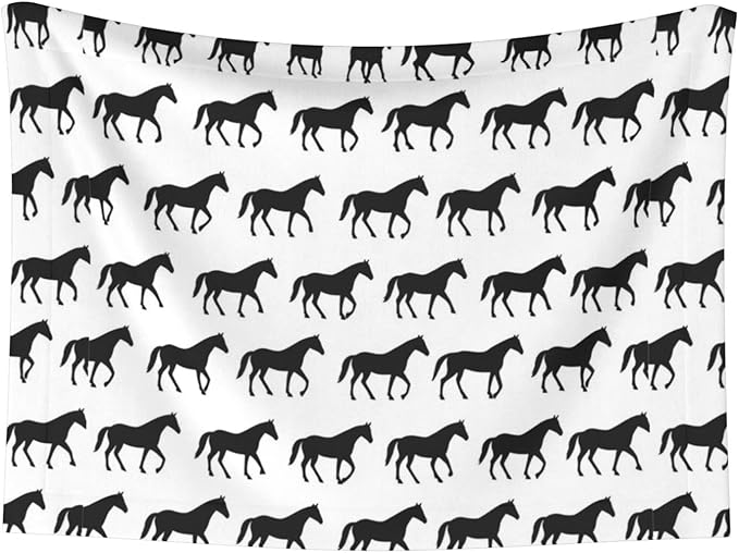 Reversible Plush Dot Pet Blanket for Dogs and Cats, Abstract Horse, Ultra Soft Two Sided Design with Warm Fuzzy Side and Smooth Side for Comfort