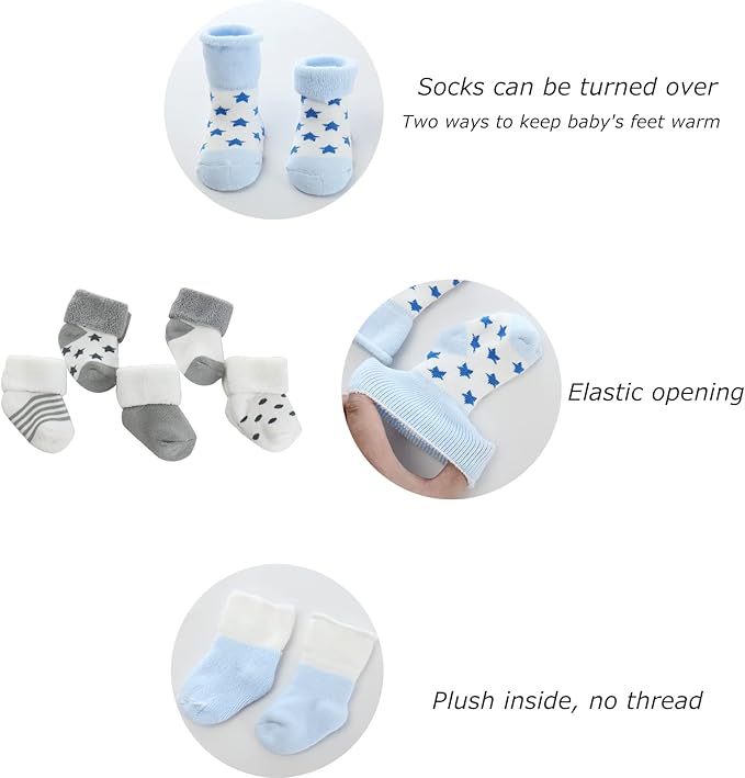 Newborn Baby Boy Girl Caps Mittens Socks Set Cotton Baby Essentials Accessories (Hats+Gloves+Socks)