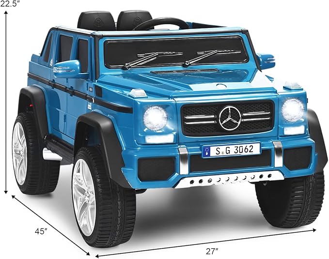 Costzon Ride on Car, Licensed Mercedes-Benz Maybach, 12V Battery Powered Vehicle Toy w/ 2 Motors, Remote Control, 3 Speeds, Lights, Horn, Music, Aux, Storage, Truck, Electric Car for Kids (Navy)
