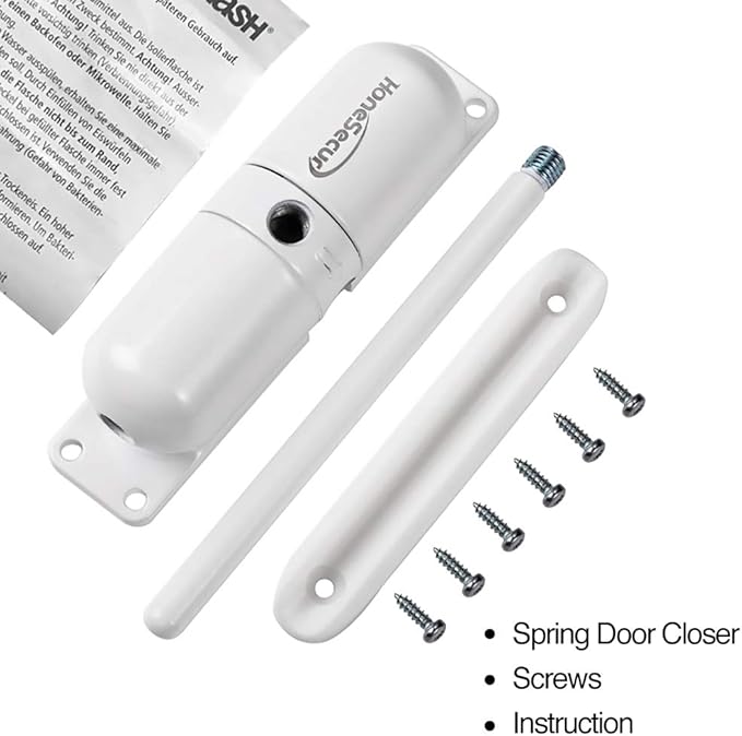 Safety Spring Door Closers, Adjustable Closing Door Hinge, Automatic Stopper Fire Rated, to Convert Hinged Doors to Self Closing Doors - White
