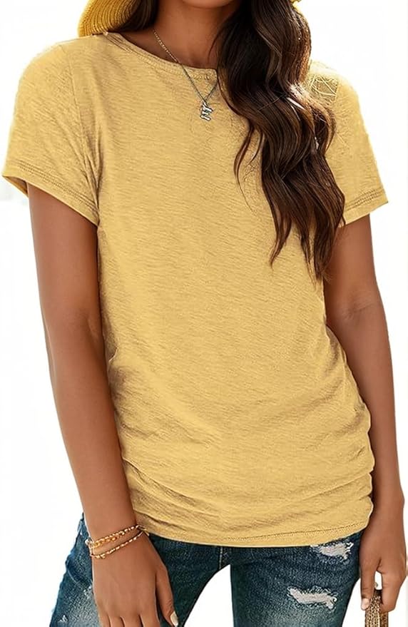 Soft Short Sleeve Shirts for Women, Crew Neck T Shirts for Women Loose Fitting Lightweight Top Basic Tee Shirt