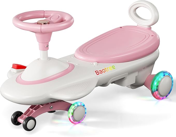Kids Electric Ride On Car 12V - Electric Wiggle Car with Rechargeable Battery, LED Lights & Music,Anti-Rollover for Boys Girls Ages 3-8, Indoor/Outdoor Toy Vehicle up to 150 lbs