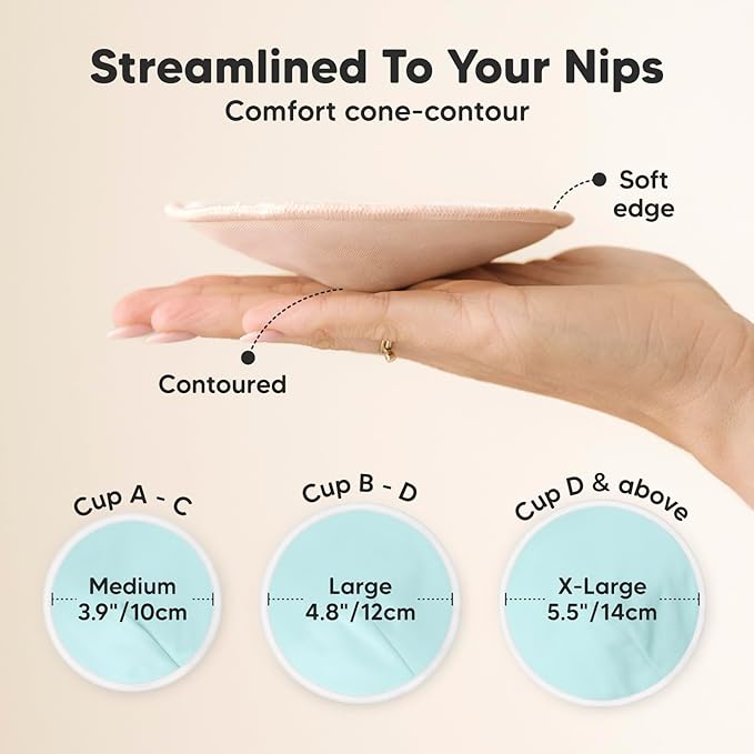 Organic Breast Pads - 14 Viscose Derived from Bamboo Washable Pads + Wash Bag, 3-Layers Breastfeeding Nipple Pad for Maternity, Reusable Nipplecovers for Breast Feeding(Pastel Touch Lite, L 4.8")