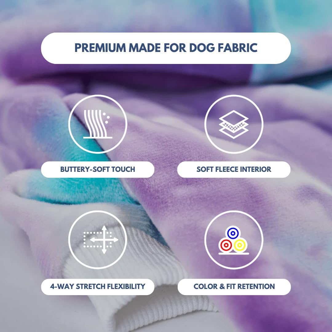 Spark Paws Dog Hoodie – Premium Dog Sweater for Small, Medium, and Large Dogs | Warm Outfits for French Bulldogs, Pitbull, Puppy, Winter Jacket Alternative - 90s Retro Sky Dye - M