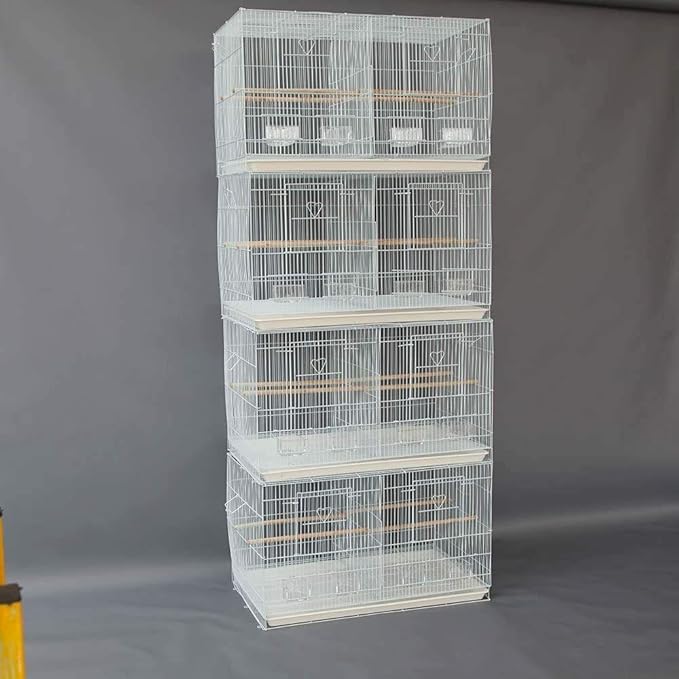 Seny Lot of 4 Breeding Bird Carrier Cage with Dividor for Parakeet Canary Finch Lover Bird (White)