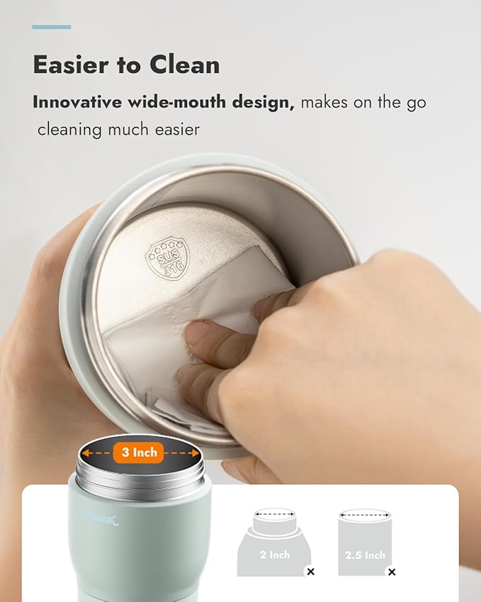 Papablic Pro Portable Bottle Warmer for Travel – Fast Heating, Built-in Sterilizer, 30W Fast Charge, 5-Temp Control, Easy-Clean Wide Mouth, Baby Milk Warmer for Breastmilk & Formula, Lilac Purple