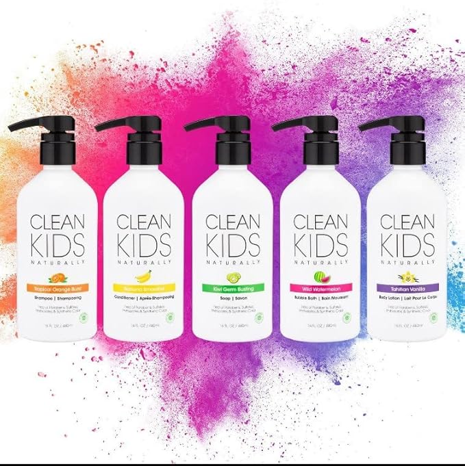 Clean Kids Naturally Tropical Shampoo- EWG Verified, All-Natural, Coconut-free, Gluten-free, Vegan, and Cruelty-free, Paraben-Free (16 Fl Oz, Orange Burst)