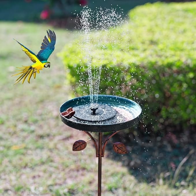 DREAMSOUL 38 Inch Bird Bath with 5 Prongs Stake, Vintage Bird Bath for Outside, Garden Metal Birdbath Stake for Yard Lawn Decor