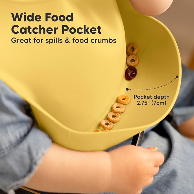 KeaBabies 2-Pack Silicone Baby Bibs for Eating - Sturdy Food-Grade Silicone Bibs for Babies Girl, Boy, Large Food Catcher, Clean & Put On Easily, Waterproof Toddler Feeding Essentials (Valiant)