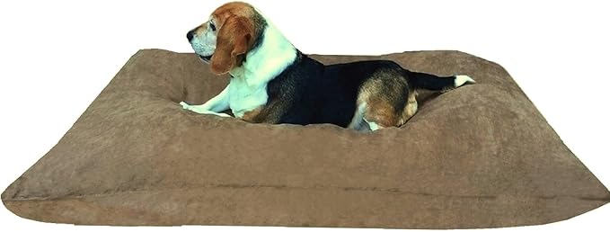 Dogbed4less Shredded Memory Foam Pillow Dog Bed with Waterproof Liner and Machine Washable Cover (Brown Microsuede, Large 48"X29")