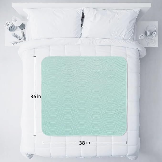 Absorbent Bed Pads for Incontinence - Washable, Reusable, 4-Layer Waterproof Mattress Protectors (36x38 Inch - 4 Pack)