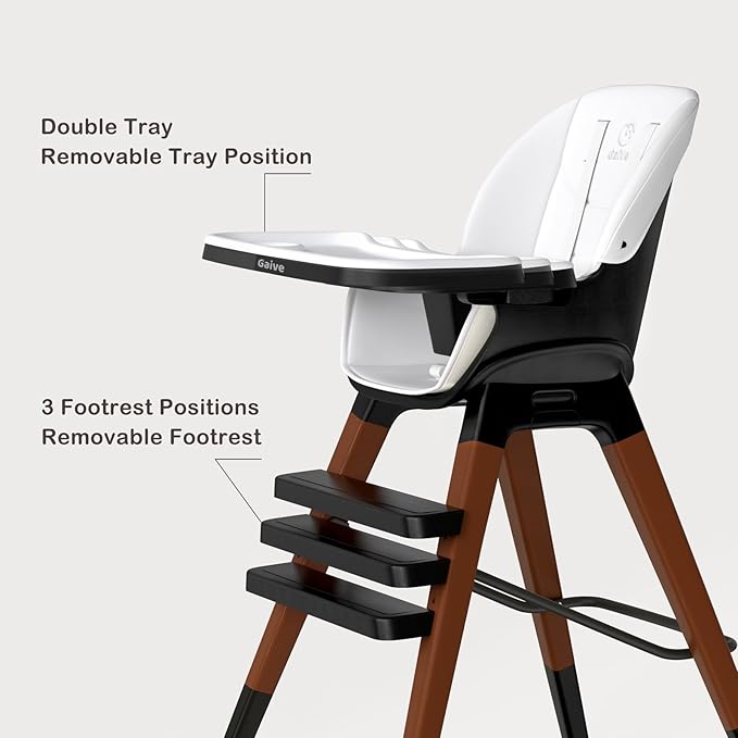 8 in 1 Highchair, Convertible Wooden Baby High Chair with Tray, Adjustable High Chair for Babies and Toddlers, Easy to Clean, Grow with Family|Booster|Learning Table|High Stool