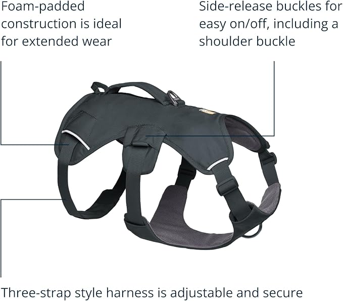 Ruffwear, Web Master, Multi-Use Support Dog Harness, Hiking and Trail Running, Service and Working, Everyday Wear, Basalt Gray, XX-Small