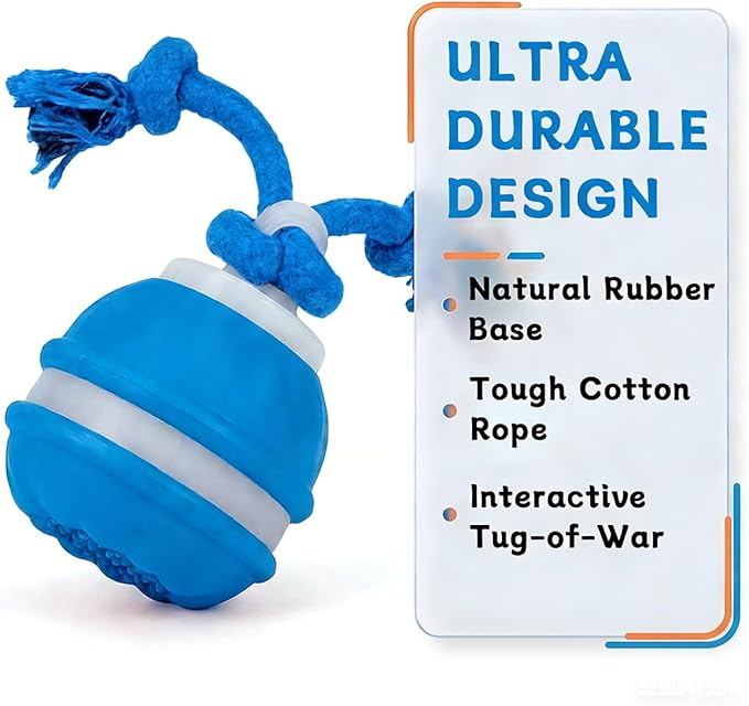 Zealburst Interactive Dog Toy, 360° Smart Automatic Rolling Moving Toy for Bored Dogs & Cats, Self-Moving Pet Toy,Blue