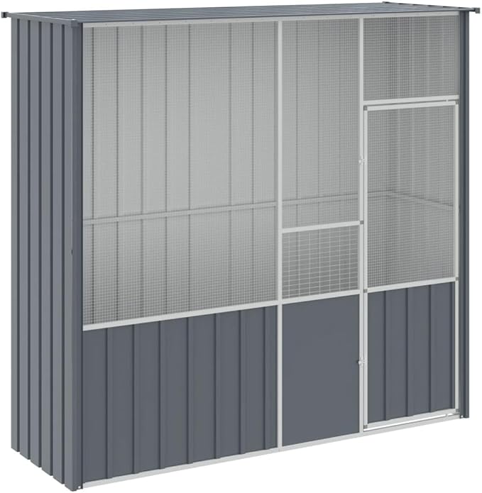 Galvanized Steel Bird Cage Outdoor Bird Aviary Cage, Mesh Fence Bird House Outdoor Aviary Flight Bird Cage, Anthracite 84.6"x30.7"x78.7" Galvanized Steel,-976