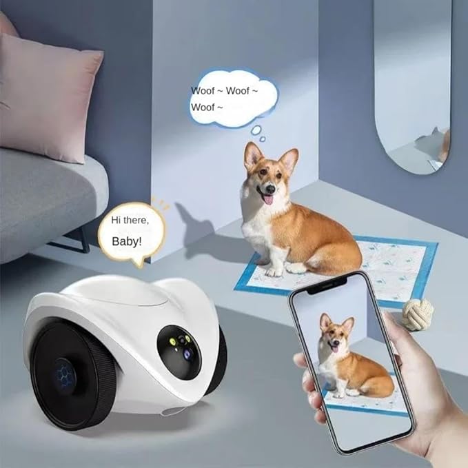 Pet Robot Camera 2MP HD WiFi Cameras Motion Detection Two Way Audio Indoor Dog Treat Camera Dispenser Feeder for Home Security(Camera Only)
