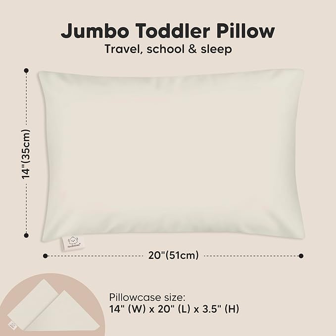 KeaBabies Toddler Pillow with Pillowcase, Jumbo 14X20 - Soft Organic Cotton Toddler Pillows for Sleeping - Machine Washable - Perfect for Travel, Toddler Bed Set (Clay)