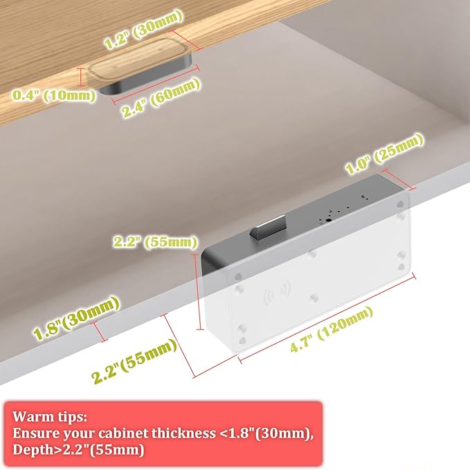 Eseesmart Smart Cabinet Lock, Hidden RFID Keyless Electronic Bluetooth Drawer Locks, Baby Proofing Child Safety Cabinet Locks for Liquor Cabinet Locker Drawer Cupboard Desk Dresser Adults
