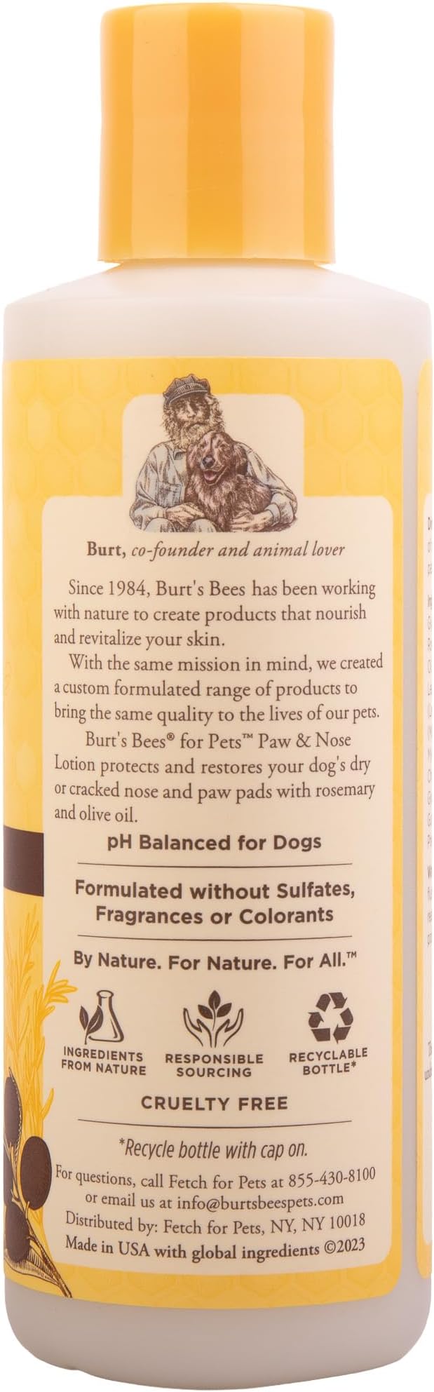 Burt's Bees for Pets Dog Paw and Nose Lotion with Rosemary and Olive Oil, Moisturizing Paw Balm for Dry Cracked Pads and Dog Nose Butter Moisturizer, Paw Lotion for Dogs Skin Care, 4 Fl Oz - 24 Pack
