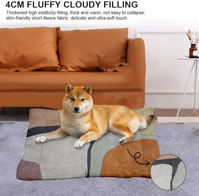 Modern Minimalist Boho Senior Dog Bed Washable Crate Mat Non-Slip Dog Pads Crate Cushion Washable Non-Slip Kennel Pads for Crates Bed Pad Floor Mat Large Pillow Indoor Outdoor 36X24 Inch