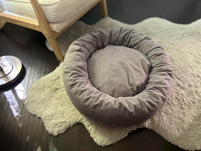 Organic Cotton Canvas Dog Bed: Removable Cover, Natural Fill - Made in USA (Blue Gray, Large 35" x 8" inches)