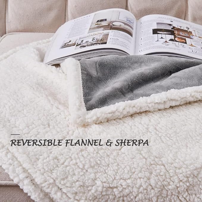 Waterproof Dog Blanket, 60" x 40" Washable Sherpa Fleece Cat Blanket,Pet Puppy Blanket Sofa Bed Furniture Protector,Reversible Soft Plush Blanket for Medium Large Dog