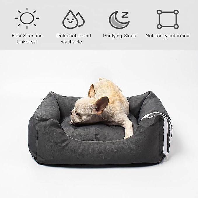 Dog Beds for Small Medium Dogs & Cats, Waterproof Dog Sofa with Removable Cover, Sleeping Warming Dog Bed & Furniture, Soft and Comfy Dog Couch Bed with Non-Slip Bottom (36.6"X28.3"X6.3",Blue)