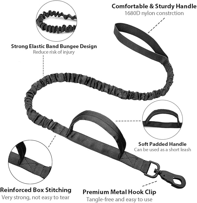 Tactical Dog Collar Military Adjustable Dog Collars Soft Nylon Training Collar with Patch Heavy Duty Metal Buckle Collars for Medium Large Dogs (Black-1, L)