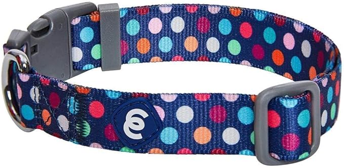 Blueberry Pet Essentials Rainbow Polka Dots Adjustable Dog Collar, Small, Neck 12"-16"