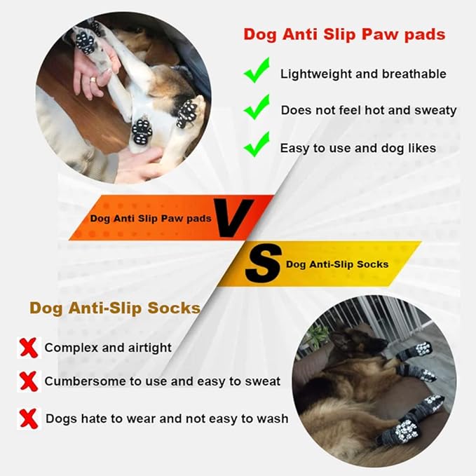 Dog Paw Protector Anti-Slip Grips to Keeps Dogs from Slipping On Hardwood Floors,Disposable Self Adhesive Resistant Dog Shoes Booties Socks Replacemen S 24 Pieces