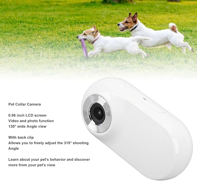 Hd 1080p Cat Camera Collar, Adjustable Wireless Pet Tracker with Memory Card, Mini Action Camera for Dogs & Cats, Video Recording & Monitoring White 32GB
