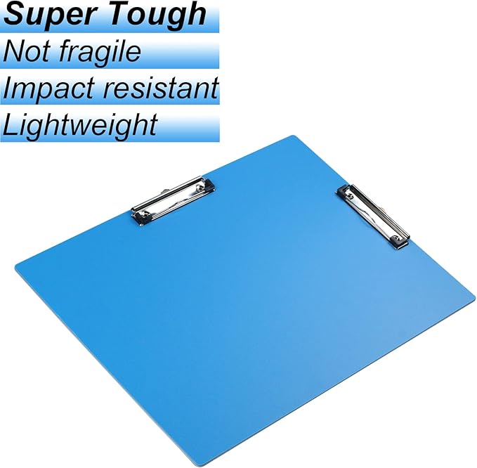 Acocony 11x17 Clipboard Double Clip Super Tough Extra Large Clipboard Not Fragile Low Profile Clip 11 x 17 Clipping PP Plastic Blue Pack of 2