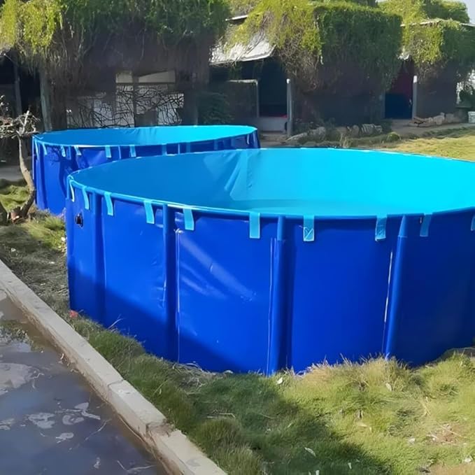 Above Ground Pond, Round Outdoor Fish Pond Pool with Durable Frame,Koi Pond Tank，Koi Fish Pond，PVC Fish Farming,for Store Up Water Irrigation(1350 L)