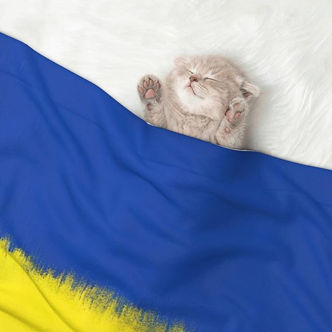 Pet Blanket for Couches and Beds, Abstract Artistic Ukrainian Flag, Reversible Double Sided Plush Design with Soft Bumpy Texture and Smooth Surface, Furniture Protector