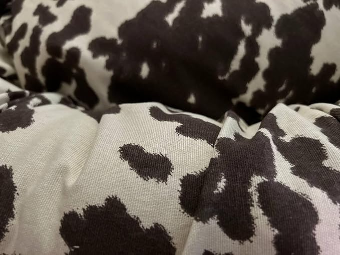 Organic Cotton Canvas Dog Bed: Removable Cover, Natural Fill - Made in USA (Cow Print Brown White, Small 24" x 7" inches)