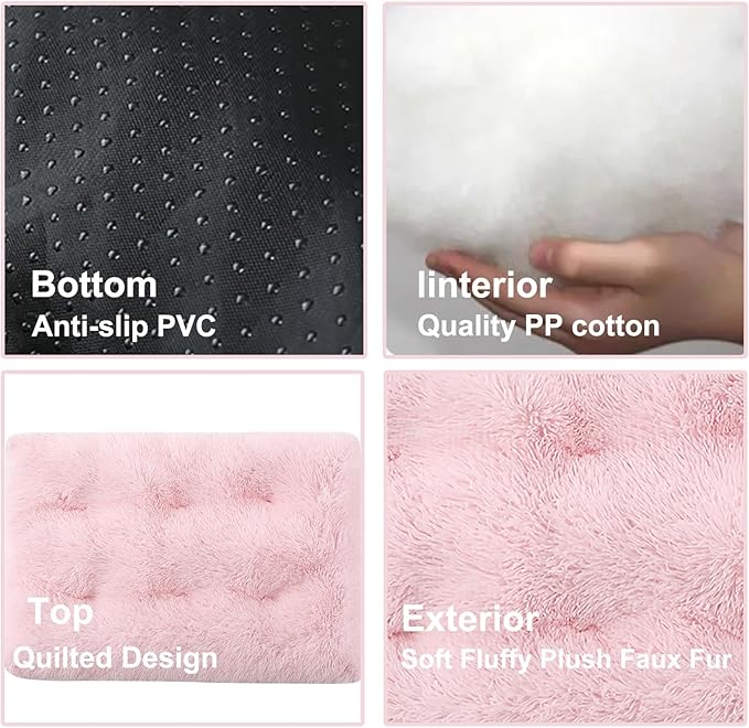 Dog Crate Mat, Dog Bed for Large Dogs, Comfy Fluffy Kennel Pad Anti-Slip for Dog beds & Furniture, Quilted Dog Bed for Pets for Medium/Small Dogs Cats (Color : Pink, Size : 30x21)