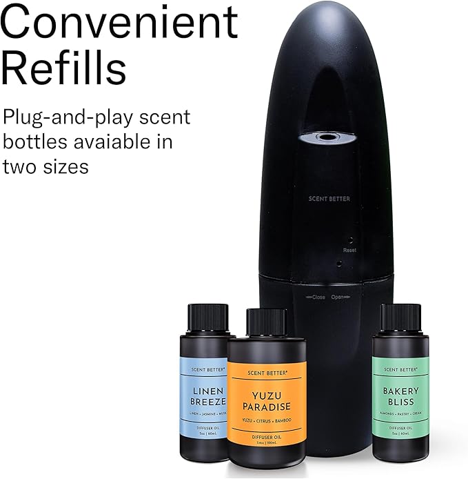 Scent Better Plug in Essential Oil Waterless Diffuser for Home, Hotel, Spa, Office with 500 sq ft Coverage - Includes Free Linen Breeze (White)